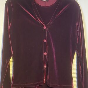 Elegant Velvet Maxi Dress in Rich Burgundy with Jacket